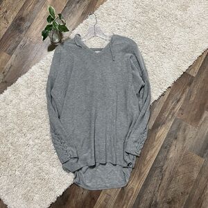 Chaser Size Medium Oversized Gray Braided Cuff Tunic Hooded Sweater